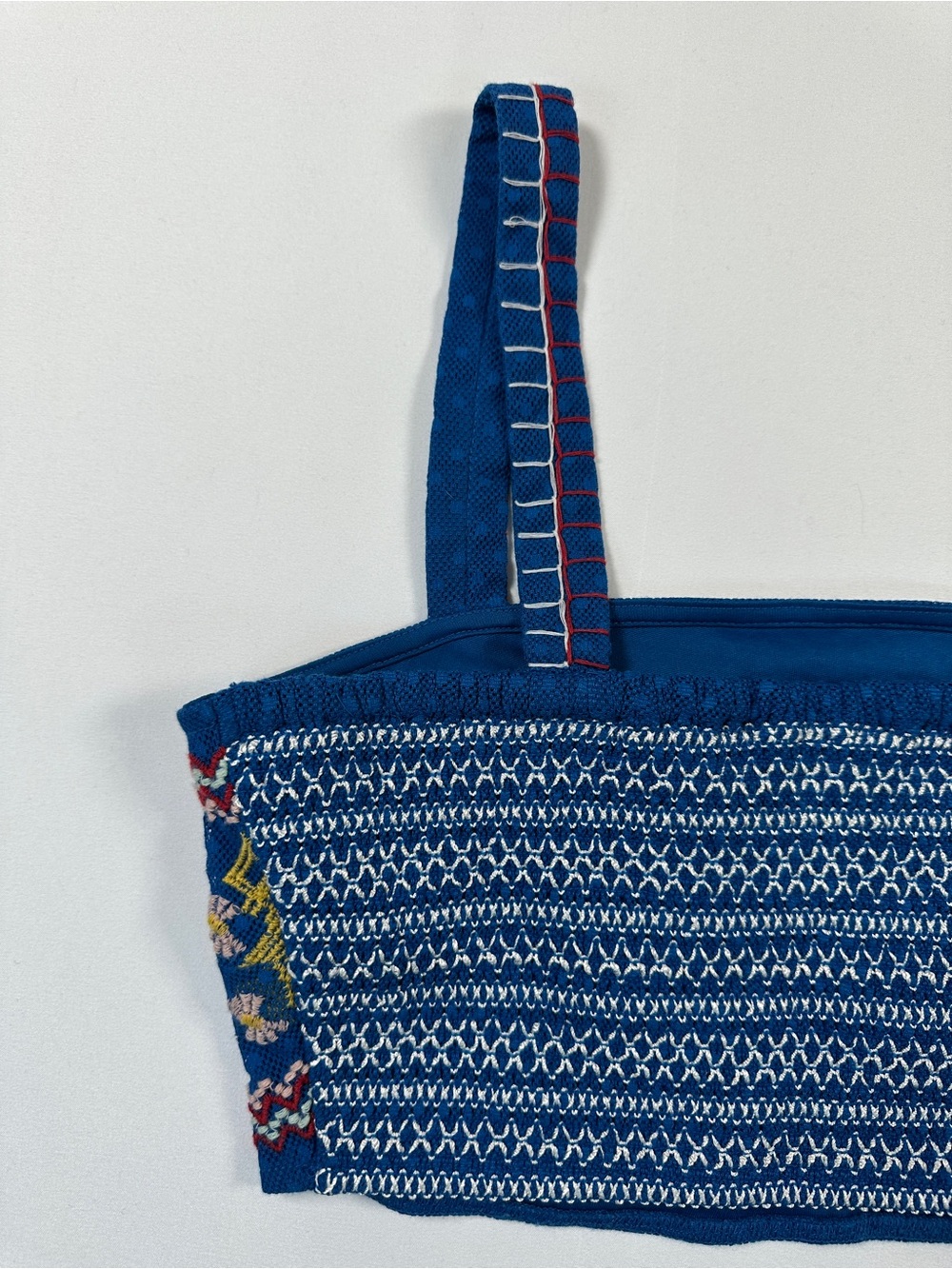 Forever 21 Embroidered Crop Top Folk Inspired Festival Tank Blue Size S - Picture 4 of 6
